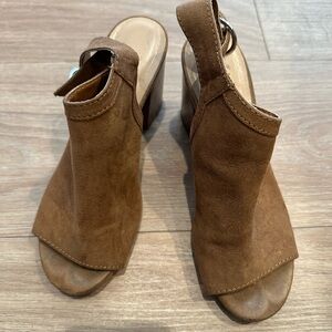a new day Tan Suede Peep-Toe Heels